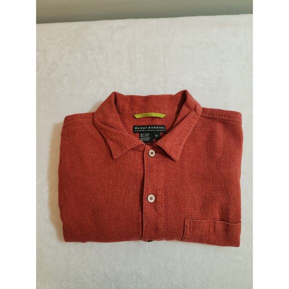Royal Robbins 100% Cotton Shirt Mens Medium Red Short Sleeve Gorpcore Camping - Picture 1 of 10